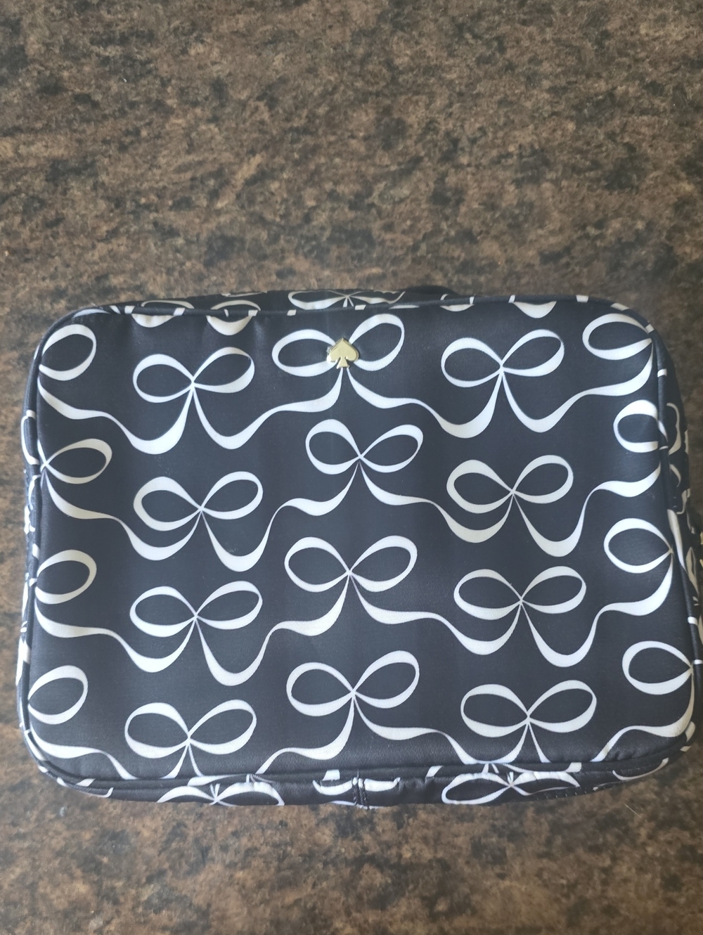 Kate Spade Black Bow-Print Cosmetic Case